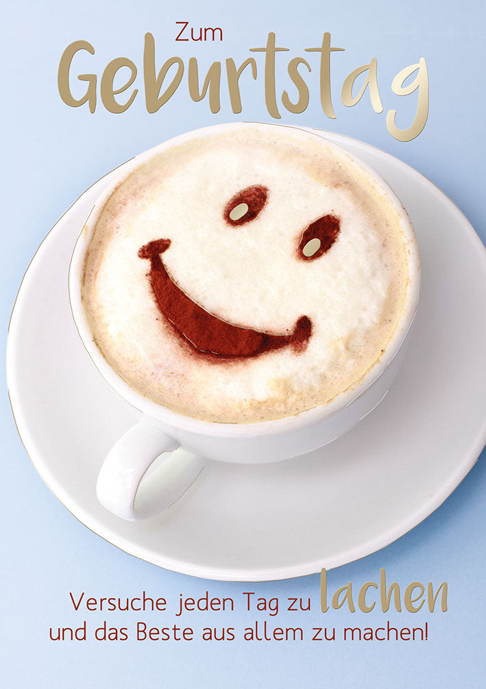 Sternstunden Geburtstagskarte „Cappuccino-Smiley“