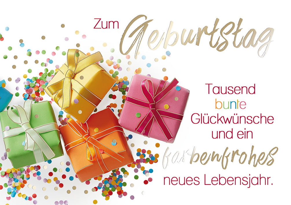 Sternstunden Geburtstagskarte „Geschenke mit Konfetti“