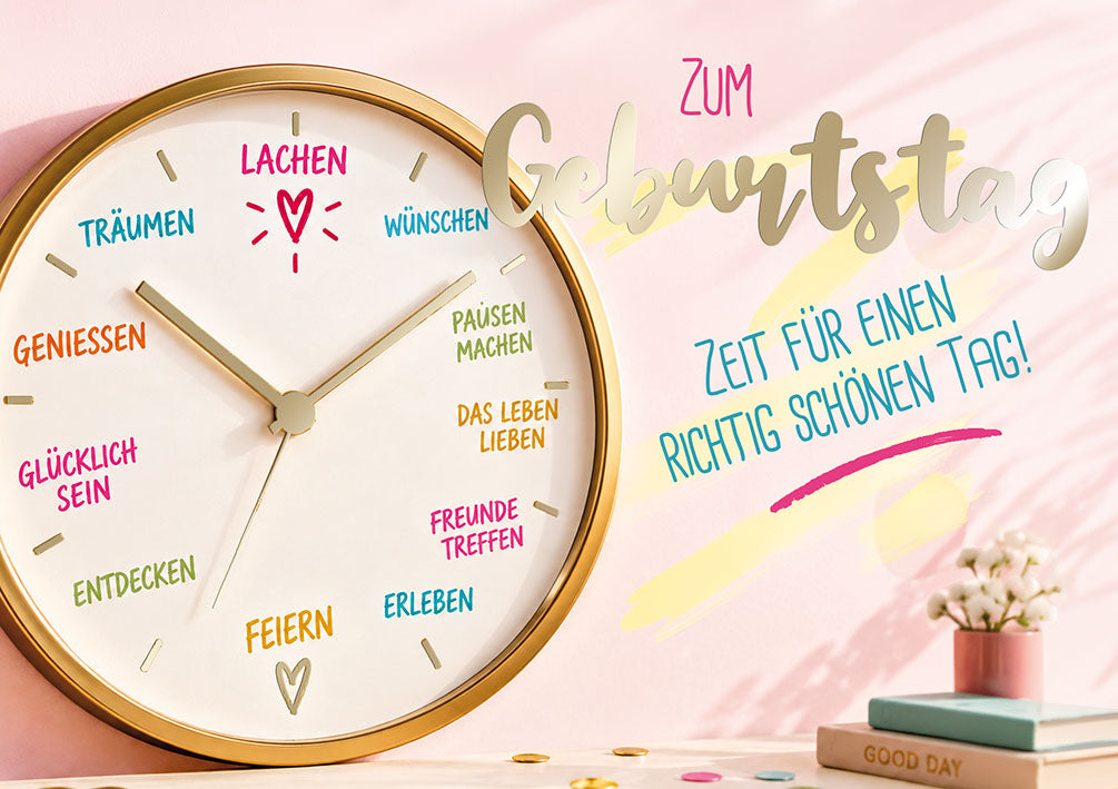 Sternstunden Geburtstagskarte „Glücksuhr“