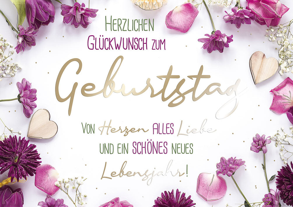Sternstunden Geburtstagskarte „Blütenrahmen in Lila“