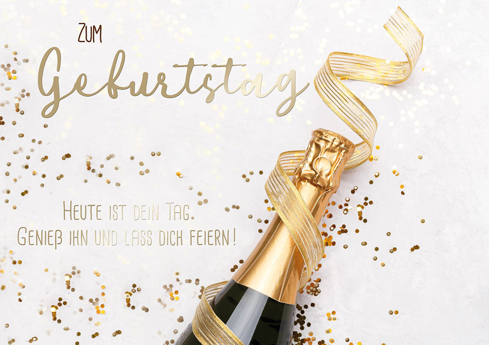 Sternstunden Geburtstagskarte „Sektflasche mit Konfetti“