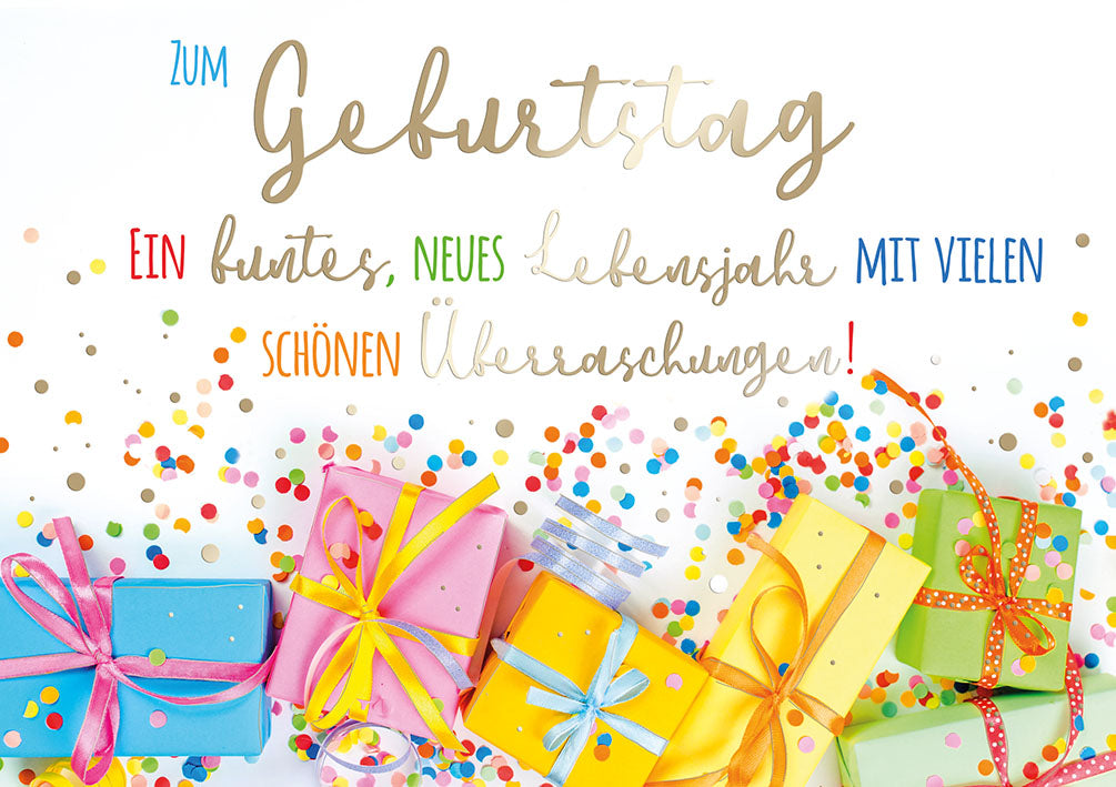Sternstunden Geburtstagskarte „Bunte Päckchen“