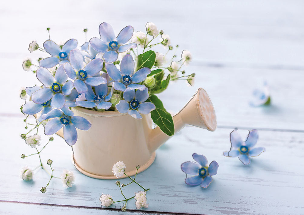 Sternstunden Karte ohne Text „Blaue Blumen in der Gießkanne“