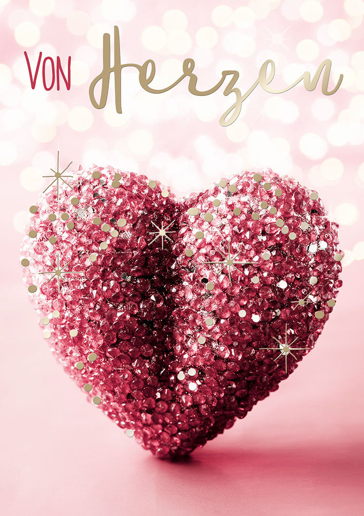 Sternstunden Glückwunschkarte „Glitzerherz – Von Herzen“