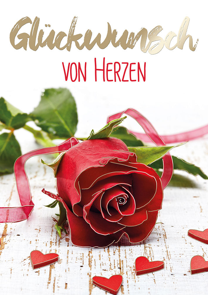 Sternstunden Glückwunschkarte „Rose mit Schleife“
