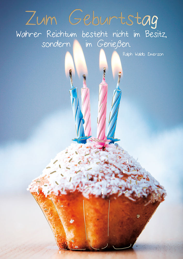 Blue Emotions Geburtstagskarte „Cupcake mit Kerzen“
