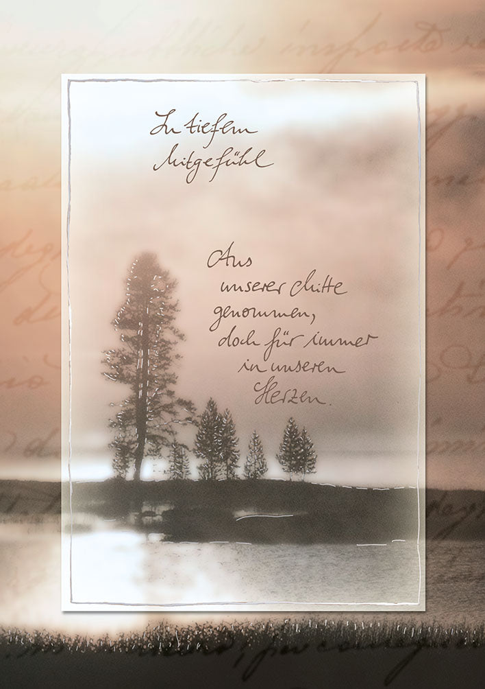 Blue Emotions Trauerkarte „Baum im Nebel“