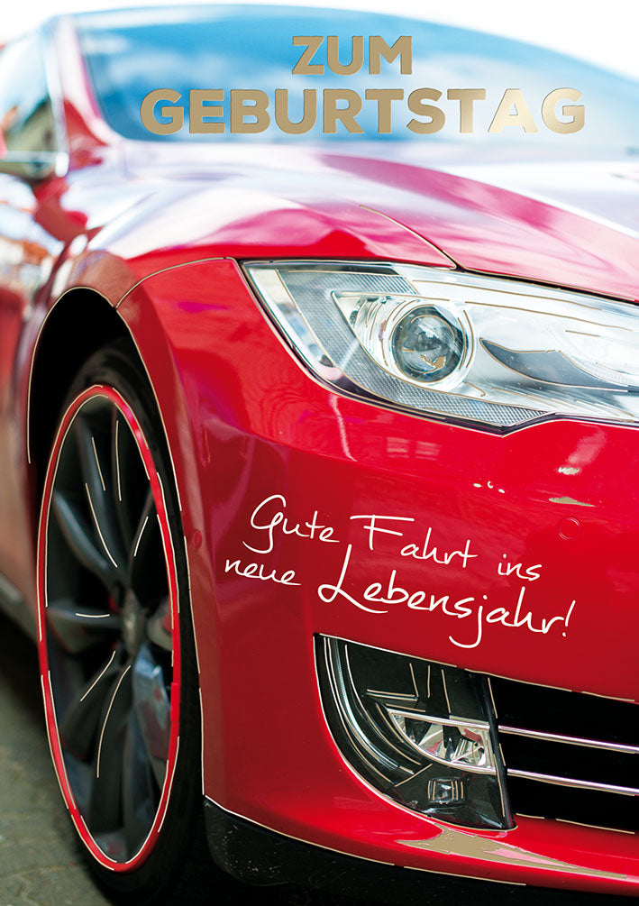 Blue Emotions Geburtstagskarte „Roter Sportwagen“