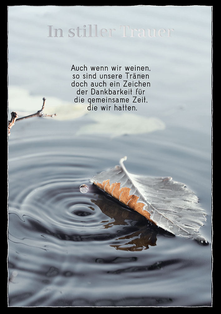 Blue Emotions Trauerkarte „Blatt im Wasser“