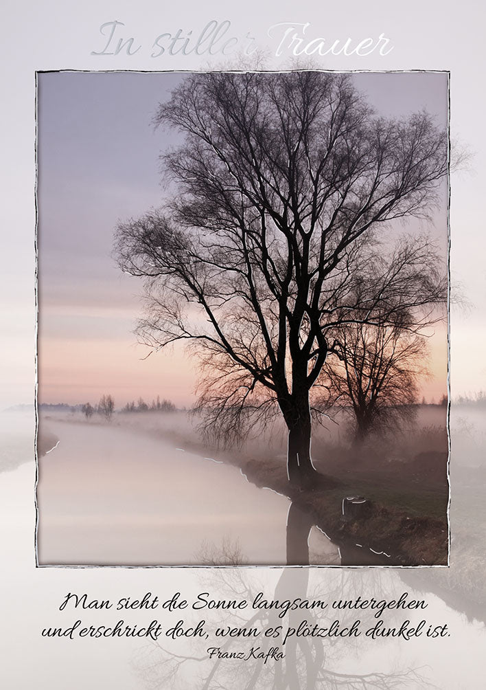 Blue Emotions Trauerkarte „Baum am See“