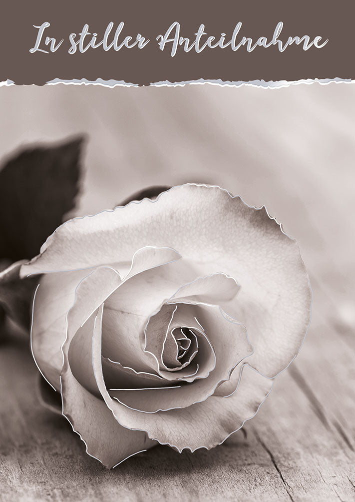 Blue Emotions Trauerkarte „Rose in Schwarz-Weiß“