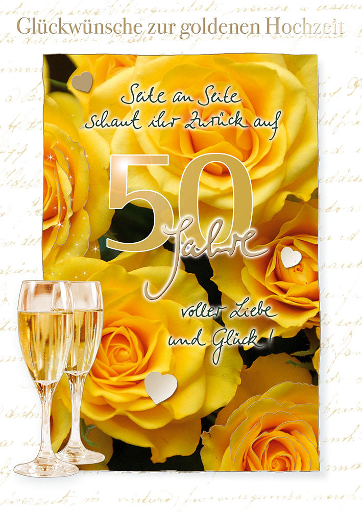 Blue Emotions Karte zur Goldenen Hochzeit „Gelbe Rosen“