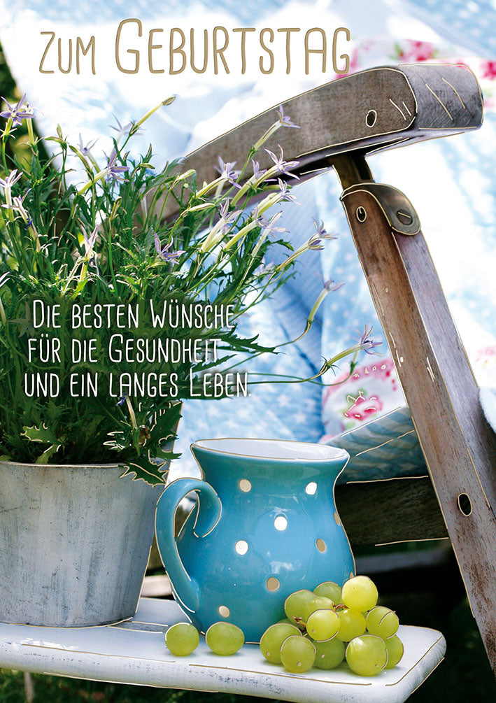 Blue Emotions Geburtstagskarte „Krug mit Trauben“