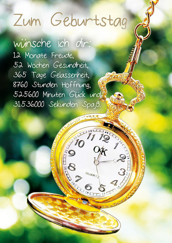 Blue Emotions Geburtstagskarte „Taschenuhr“