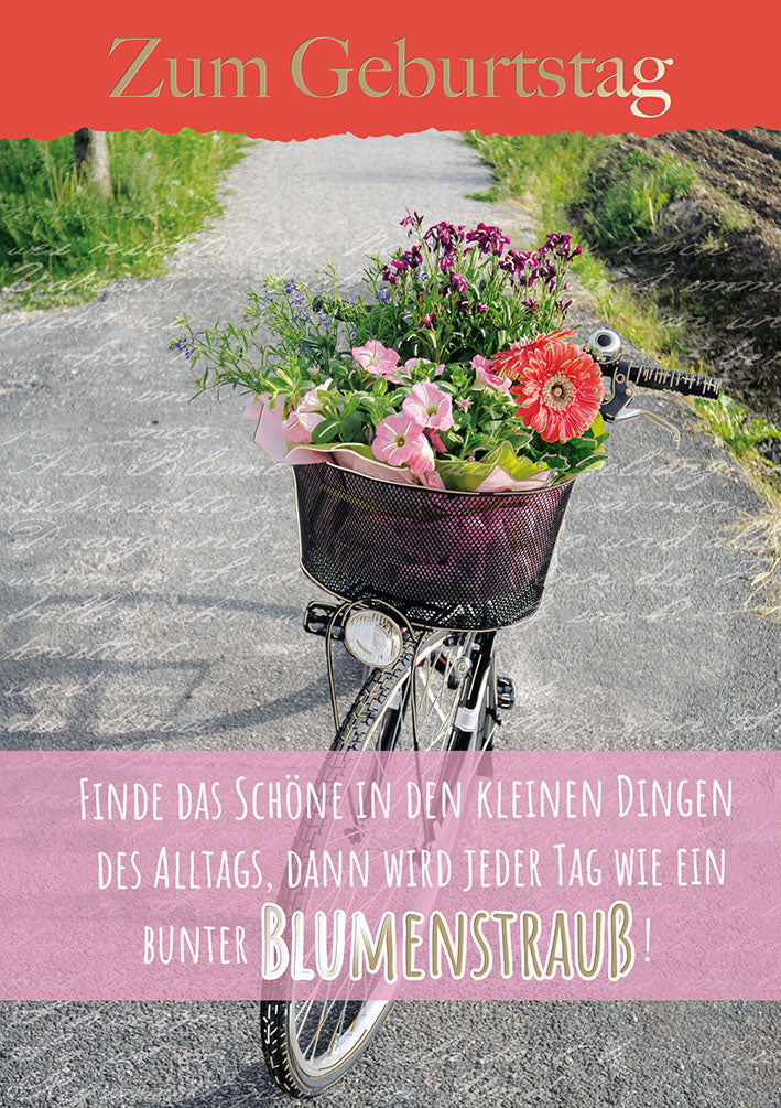 Blue Emotions Geburtstagskarte „Fahrrad mit Blumen“