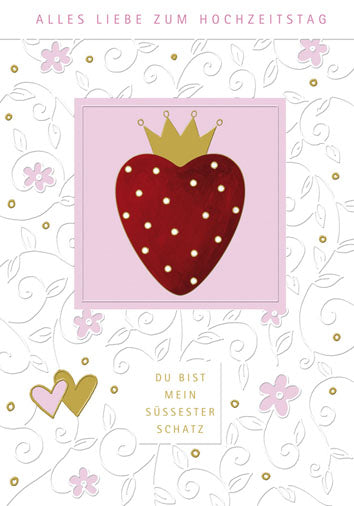 Karte zum Hochzeitstag „Erdbeere mit Krone“