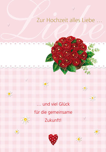 Hochzeitskarte „Rosen und Karo“