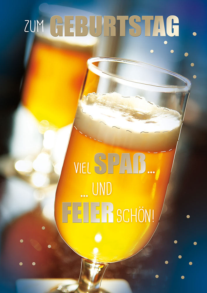 Mit freundlichen Grüßen Geburtstagskarte „Bierglas“