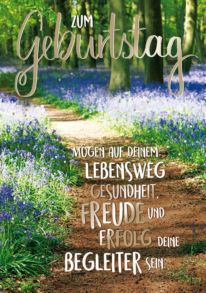 Mit freundlichen Grüßen Geburtstagskarte „Bluebell-Wald“