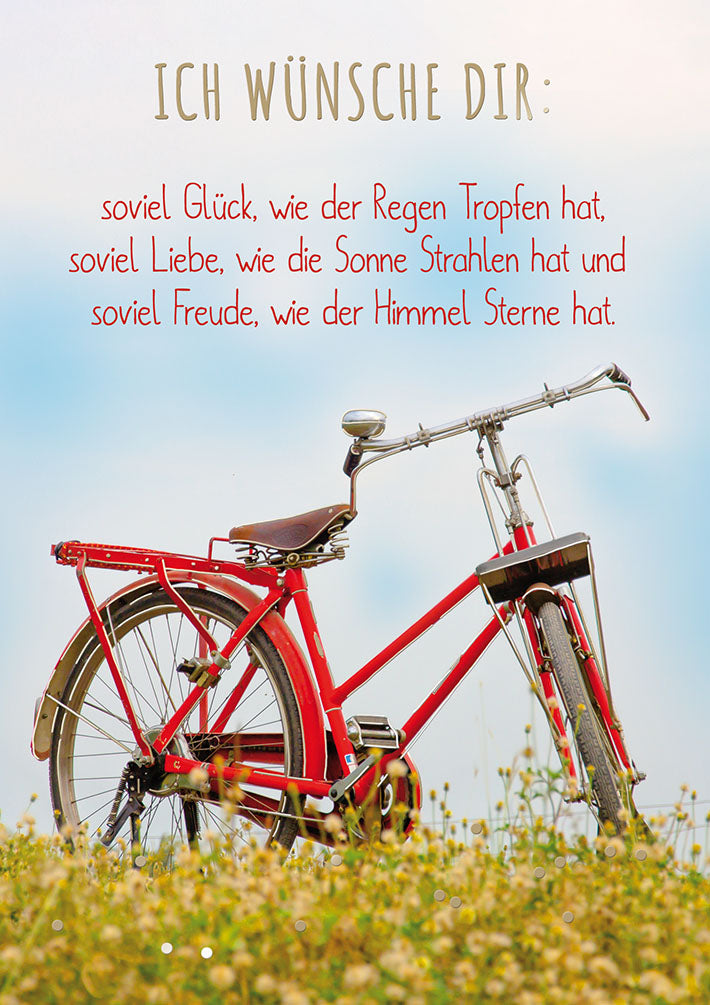 Mit freundlichen Grüßen Glückwunschkarte „Rotes Fahrrad“