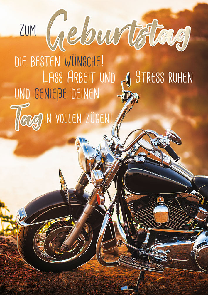Mit freundlichen Grüßen Geburtstagskarte „Motorrad“