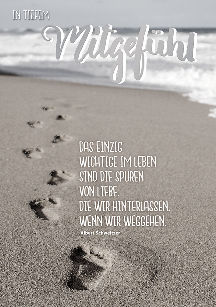 Mit freundlichen Grüßen Trauerkarte „Fußspuren im Sand“