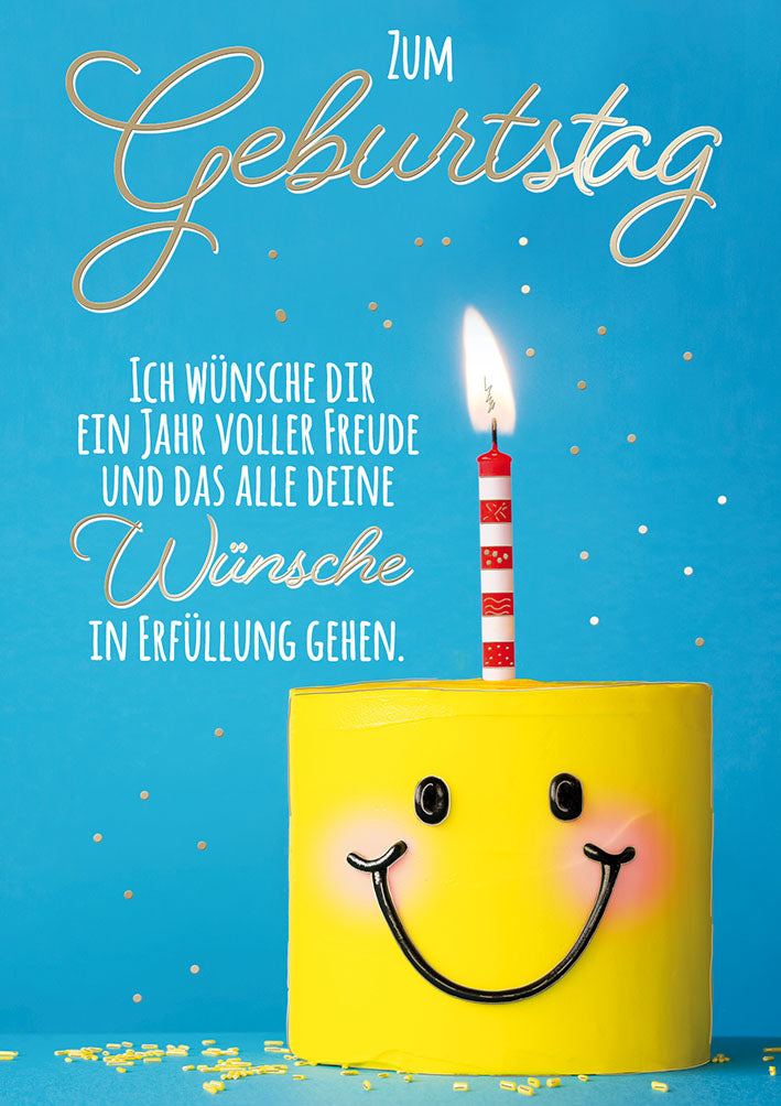 Mit freundlichen Grüßen Geburtstagskarte „Smiley-Kerze“
