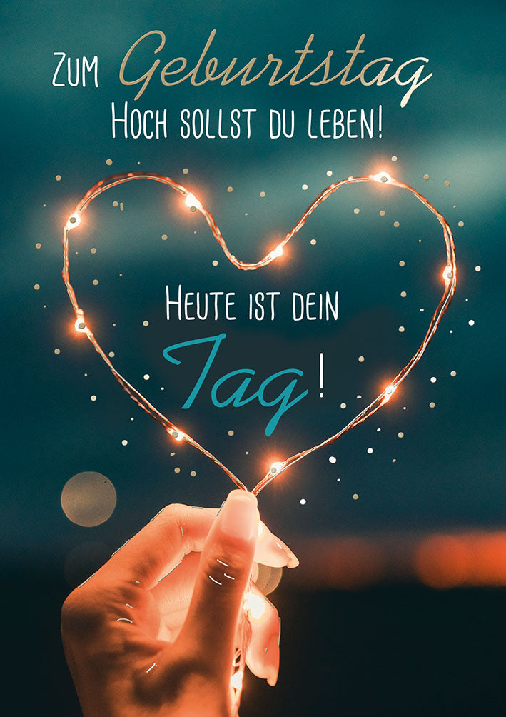 Mit freundlichen Grüßen Geburtstagskarte „Lichterherz“