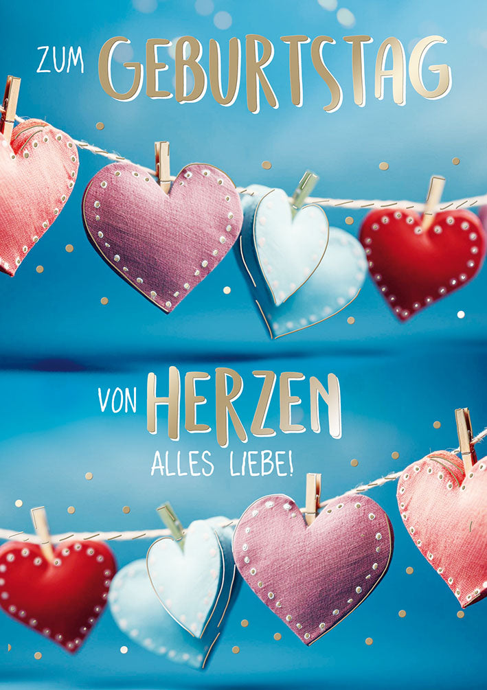 Mit freundlichen Grüßen Geburtstagskarte „Herzgirlande“