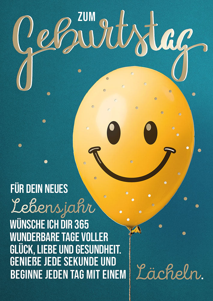 Mit freundlichen Grüßen Geburtstagskarte „Smiley-Ballon“