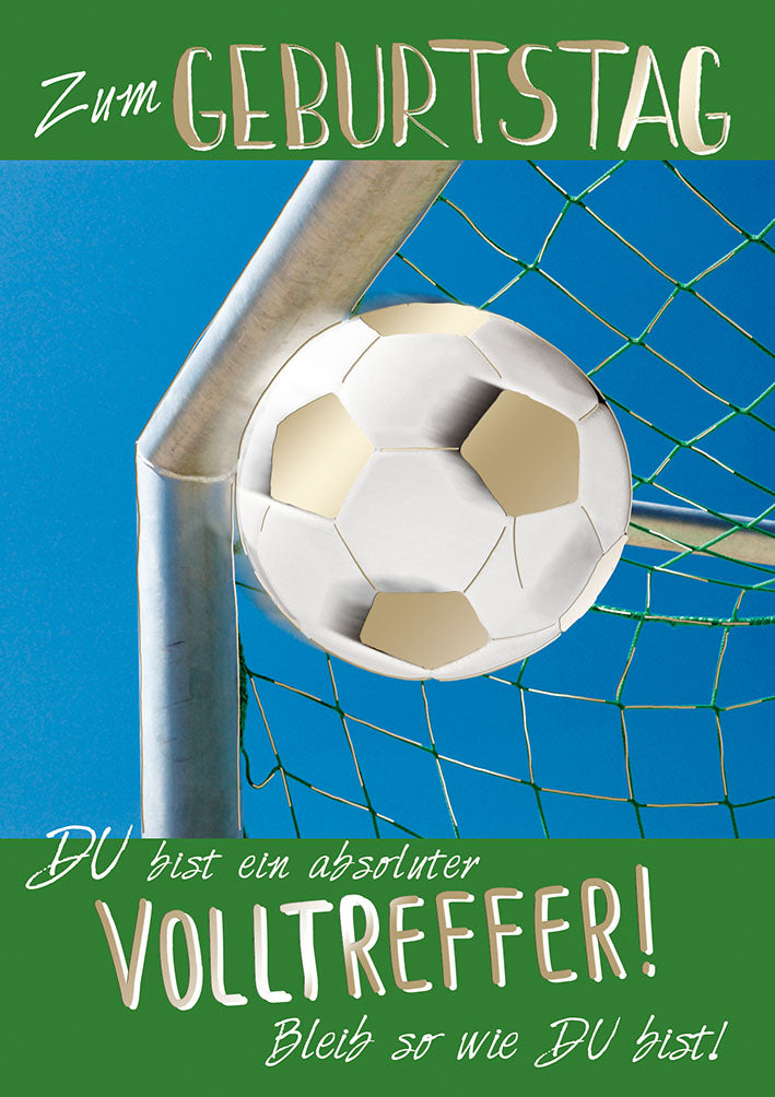 Mit freundlichen Grüßen Geburtstagskarte „Fußballtor“