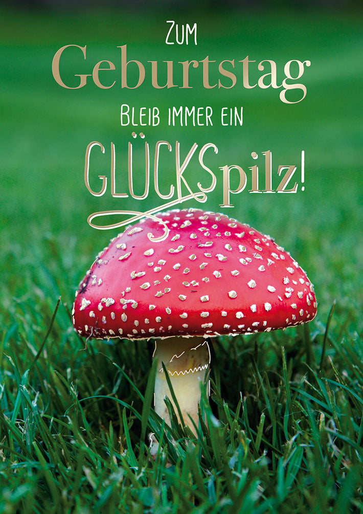 Mit freundlichen Grüßen Geburtstagskarte „Glückspilz“