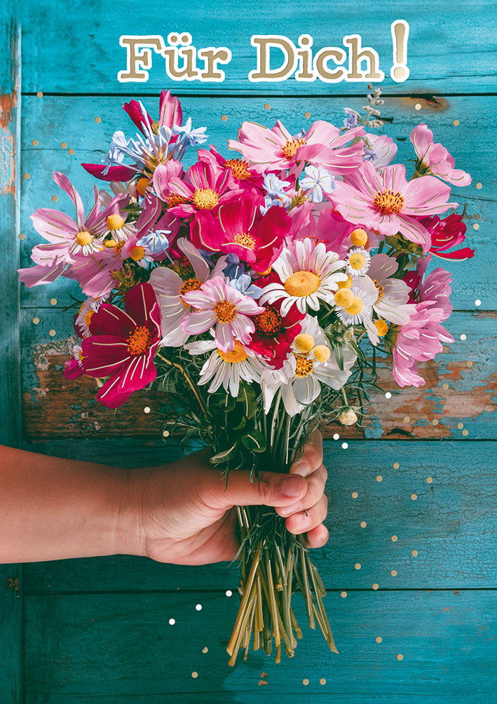 Mit freundlichen Grüßen Glückwunschkarte „Blumenstrauß für dich“