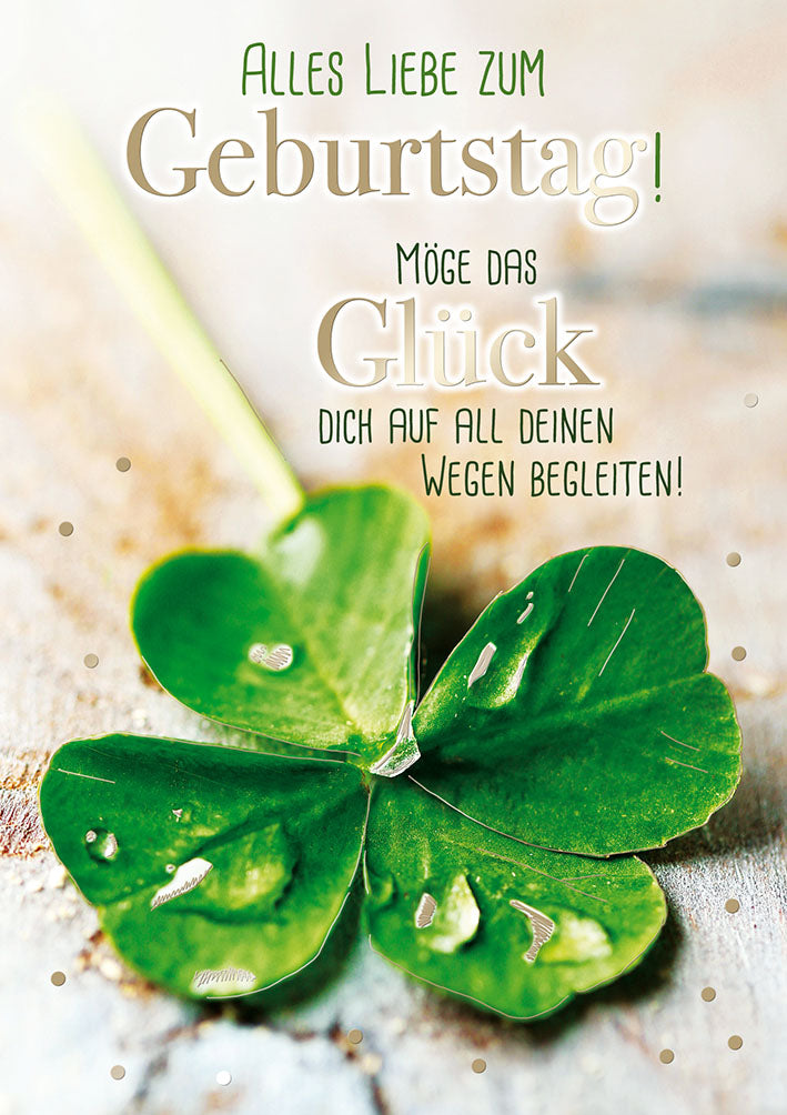 Mit freundlichen Grüßen Geburtstagskarte „Kleeblatt“