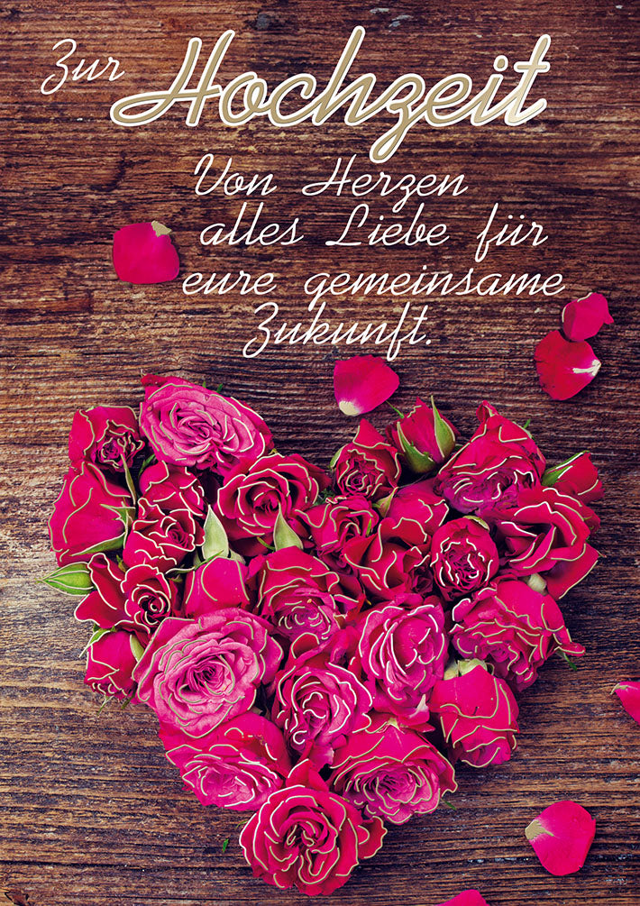 Mit freundlichen Grüßen Hochzeitskarte „Rosenherz“