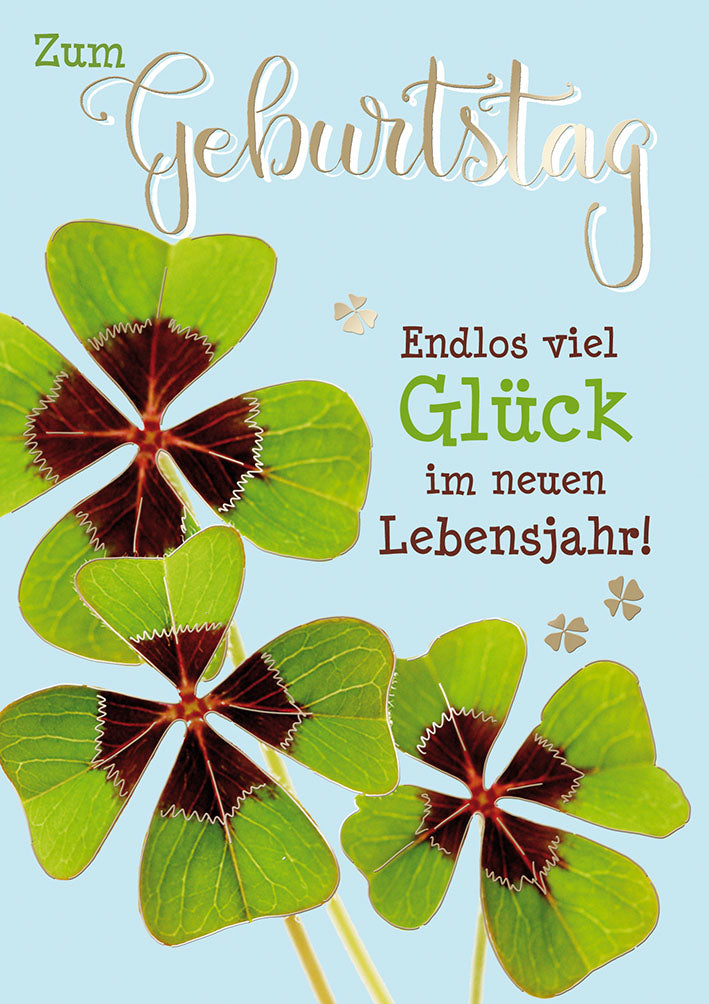 Mit freundlichen Grüßen Geburtstagskarte „Glücksklee“