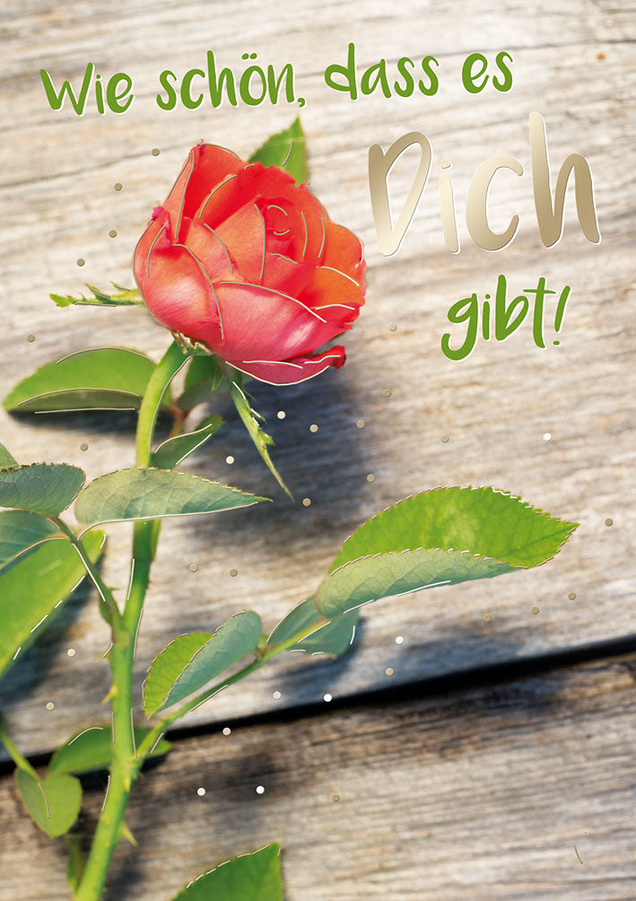 Mit freundlichen Grüßen Glückwunschkarte „Rote Rose“