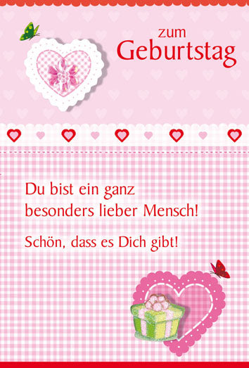 Geburtstagskarte „Rosa Herzchen“