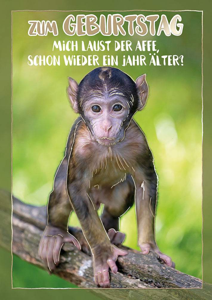 Wildcard Geburtstagskarte „Mich laust der Affe“