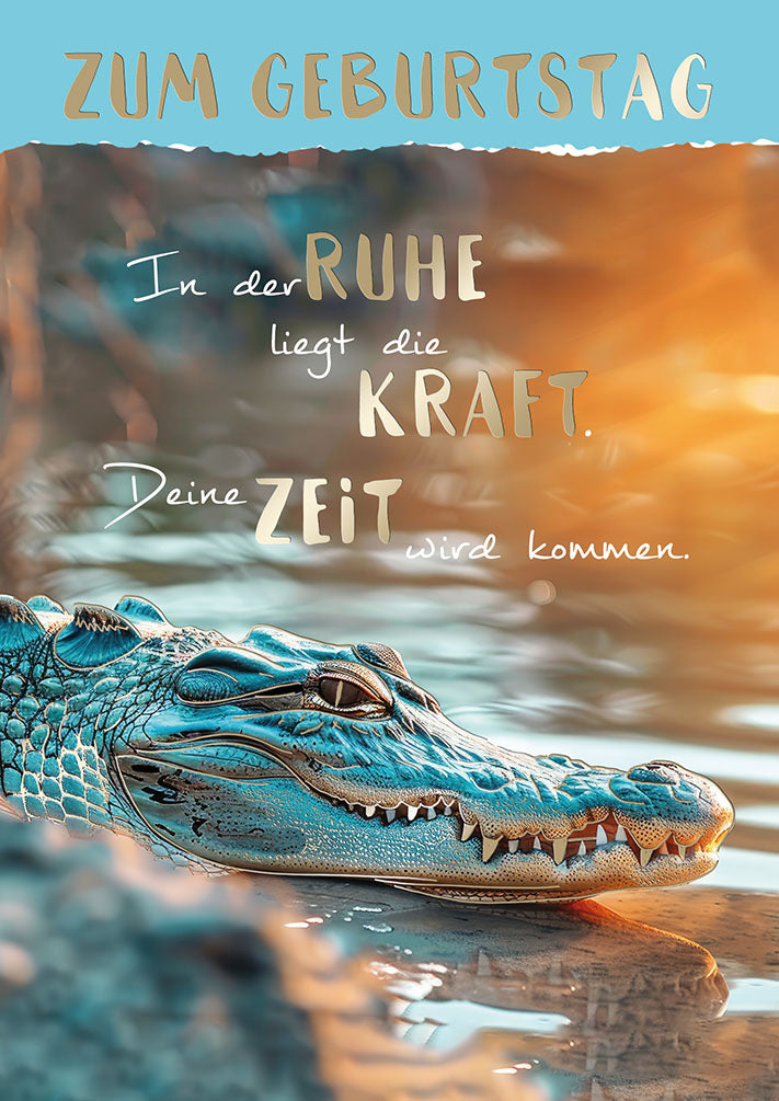 Wildcard Geburtstagskarte „Krokodil im Fluss“