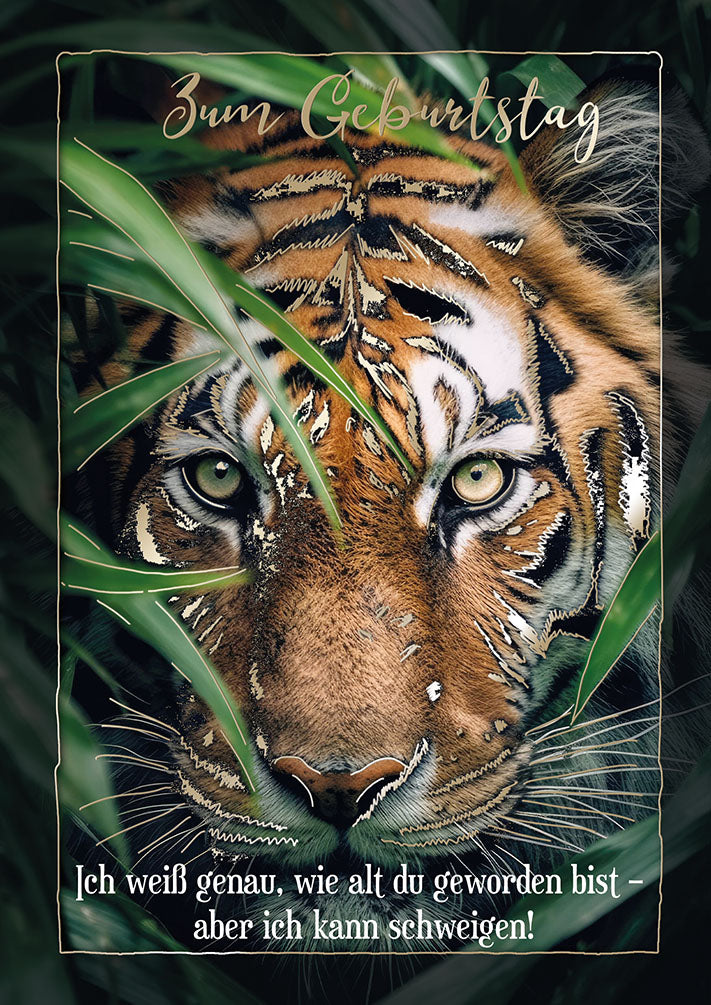 Wildcard Geburtstagskarte „Tiger im Dschungel“