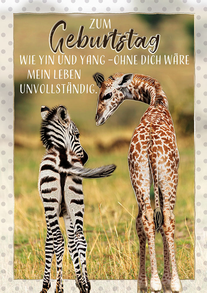 Wildcard Geburtstagskarte „Zebra und Giraffe“