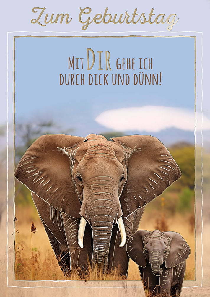 Wildcard Geburtstagskarte „Elefant mit Kalb“