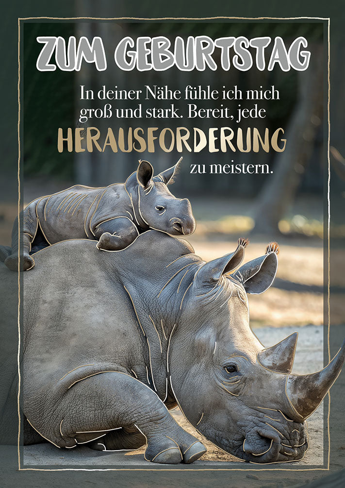 Wildcard Geburtstagskarte „Nashörner“