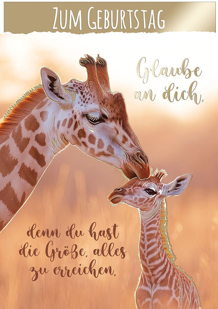 Wildcard Geburtstagskarte „Giraffe mit Kalb“
