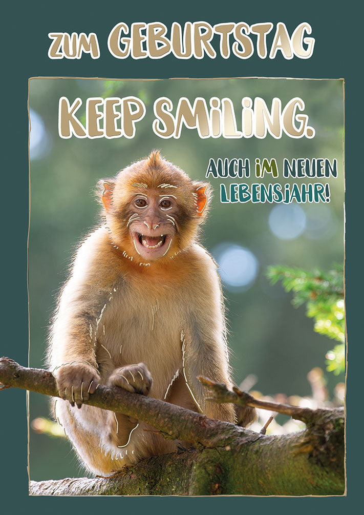 Wildcard Geburtstagskarte „Lachender Affe“