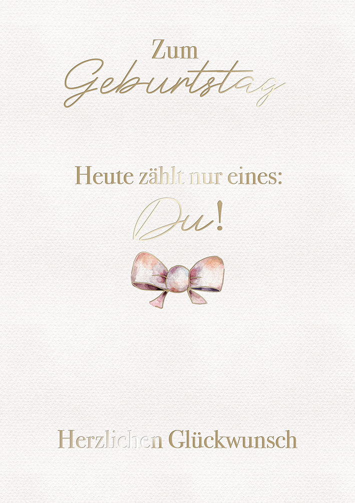 White Dreams Geburtstagskarte „Rosa Schleife“