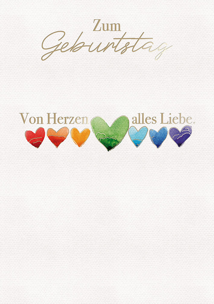 White Dreams Geburtstagskarte „Bunte Herzen“