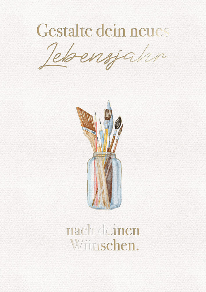 White Dreams Geburtstagskarte „Pinsel im Glas“