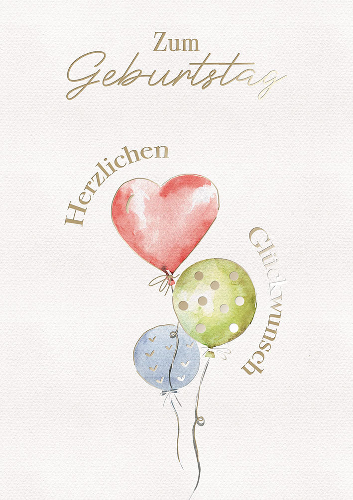 White Dreams Geburtstagskarte „Pastell-Luftballons“